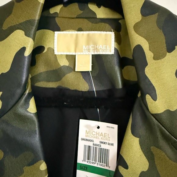 Michael Kors Green Camouflage Leather Jacket - Picture 5 of 6